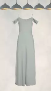 Ex Oasis Women’s Cowl Cold Shoulder Satin Bias Midaxi Dress in Sage Grey - Picture 1 of 2