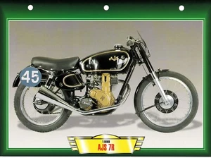 CARTE FICHE TECHNIQUE MOTO  / AJS 7 R . 1948 . NEUVE - Picture 1 of 1