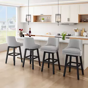 30" Bar Stools Set of 2, Fabric Swivel Counter Height Bar Stools with Back - Picture 1 of 42