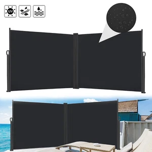 200x600cm Doppel-Seitenmarkise Balkon Sonnenschutz Windschutz Markise Anthrazit - Bild 1 von 12