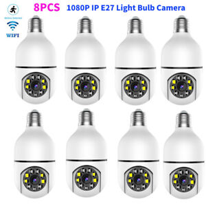 8PCS 360° 1080P IP E27 Light Bulb Camera Wi-Fi IR Night Smart Wireless Security