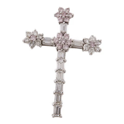 ЮВЕЛИРНЫЕ ИЗДЕЛИЯ розовый бриллиант подвеска верхний PT900 платина - Изображение 1 из 4