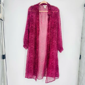 Trio Damen Shirtkleid lila Schlangenmuster transparent Midi Langarm Seide Artsy 10 - Bild 1 von 5