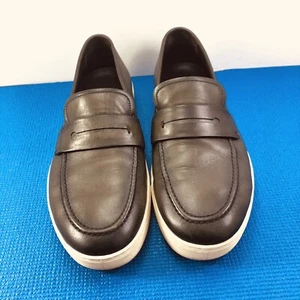 Ermenegildo Zegna Penny Loafer Men's Size UK 9 US 10 Dark Green Smooth Leather - Picture 1 of 9
