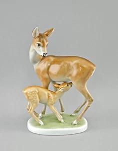 9440114-d Porcelain Figurine Deer Group Herend Ricke with Fawn 18x11x26cm - Picture 1 of 3