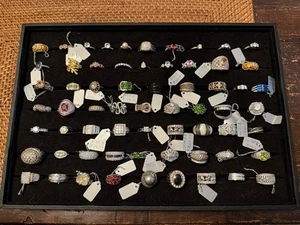 Großes Konvolut Nachlass Vintage Sterling & Stein Ringe 64 Gesamt Wiederverkauf  - Bild 1 von 6