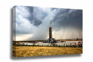 Oilfield Canvas Wall Art (Ready to Hang) Gallery Wrap of Drilling Rig and Sto... - Picture 1 of 6