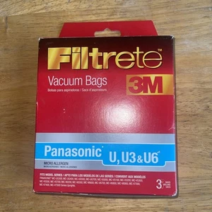 Filtrete Panasonic U, U3, U6 Vacuum Bags 3 pk Micro Allergen Attaches 68701A O/b - Picture 1 of 7