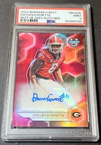 2023 Bowman U Best Red /10 Auto Refractor Daylen Everette #BOA-DE Georgia PSA 9 - Picture 1 of 2