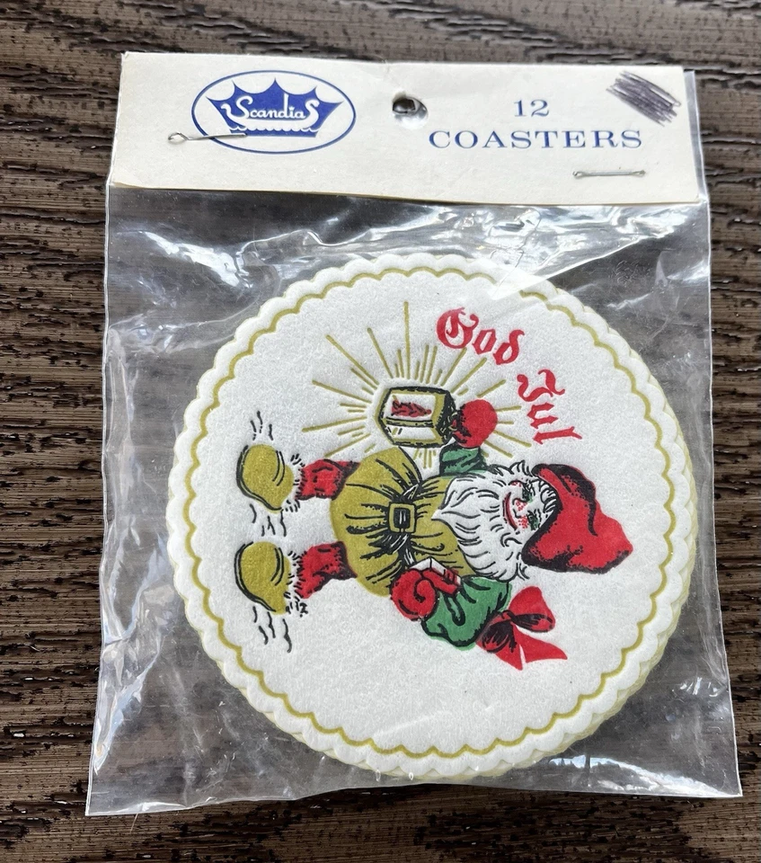 Vintage Swedish Scandia Paper Drink Holiday Coasters Set Of 12 NEW - Image 1 of 1