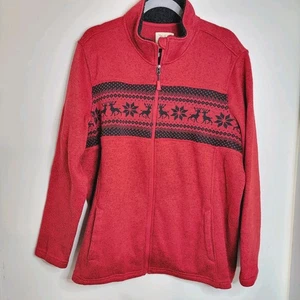 Vacaciones de Navidad Rojo Vellón Para Mujer 2X Desteñido Gloria Cremallera Completa Reno Imitación Piel - Imagen 1 de 10