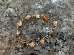 Bracciale vintage con pietre preziose tono oro 7 pollici - Foto 1 di 1