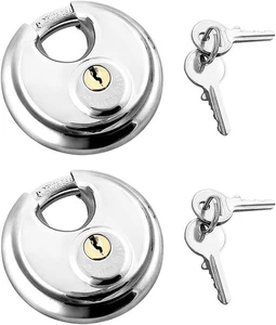 Cerraduras de disco, paquete de 2 cerraduras de almacenamiento de disco con llave de acero de alta resistencia para almacenamiento - Imagen 1 de 8