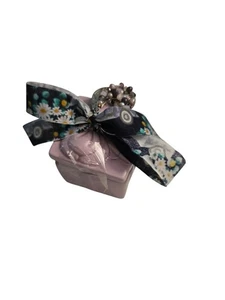 Mystery Jewelry Jar Lavender Ceramic Cube Bow Wearable Mixed Materials  - Picture 1 of 6