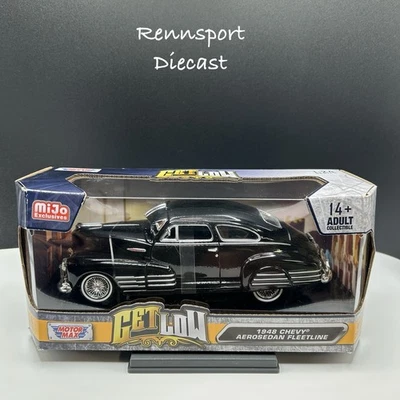MOTORMAX GET LOW RIDER 1948 CHEVY AEROSEDAN FLEETLINE 1/24 BLACK 79027 - Image 1 of 2