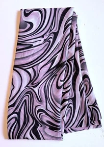 Vtg. Synthetic Fabric Black White Pink Mauve Groovy Swirls 1960’s 2 Yards X 62” - Picture 1 of 2
