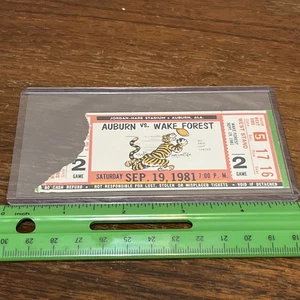 1981 AUBURN VS WAKE FOREST COLLEGE FOOTBALL TICKET STUB - 9/19/1981 - Fair Shape - Picture 1 of 10