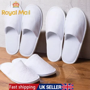10-30 Pairs Spa Hotel Guest Slippers Closed Toe Towelling Disposable Terry Style - Picture 1 of 14