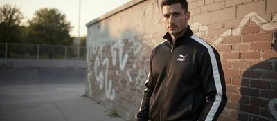 Vintage Puma Track Jacket Full Zip Mens Sz 4XL Black With White Stripes - Image 1 of 4