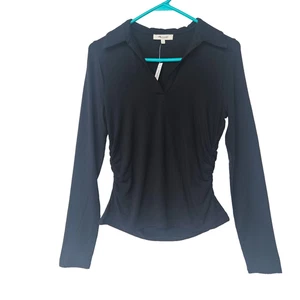 MADEWELL Langarm-Poloshirt mit seitlichem Cinch schwarz - Größe Small neu mit Etikett - Bild 1 von 7