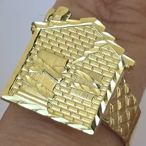 Solid 10k yellow Gold Trap House Ring Size 8 9 10 11 - Picture 1 of 8