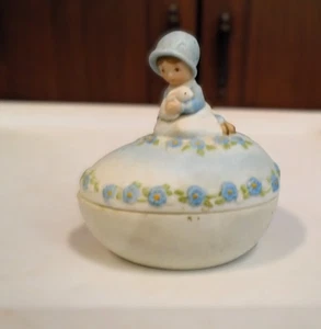 1980 Vintage Holly Hobbie Keramik Ei-förmiger Schmuckhalter - Bild 1 von 14