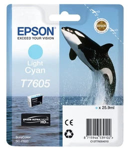 Original Epson T7605 Tintenpatrone Cyan für SureColor SC-P600 - Bild 1 von 1
