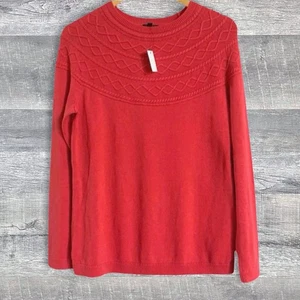 Talbots NEW Pink Crewneck Sweater Womens M Cable Knit Yoke Desig Preppy Casualn - Bild 1 von 6