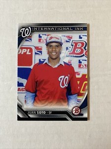 JUAN SOTO NATIONALS 2016 BOWMAN INTERNATIONAL INK 1ST TRUE MLB RC ROOKIE CARD