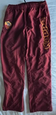 Pantalones de fútbol de entrenamiento Kappa usados AS Roma tejidos borgoña para hombre talla: mediana Foto 1 de 4
