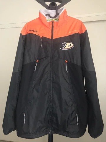 Reebok Men's Anaheim Ducks Center Ice Jacket Sz L Black/Orange Kinetic Fit NHL Cover