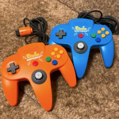 Pikachu Controller Orange Blue LOt Of 2 Nintendo 64 N64 AUTHENTIC Pokemon Japan - Image 1 of 4