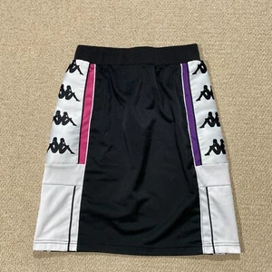 VINTAGE Kappa Skirt Womens 8 UK Small Black Pencil Popper Retro 90s Style Sports - Picture 1 of 11