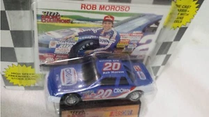 Rob Moroso Racing Champions 1:64 NASCAR #20 Blue Car, Card & Stand 1990 - Picture 1 of 6