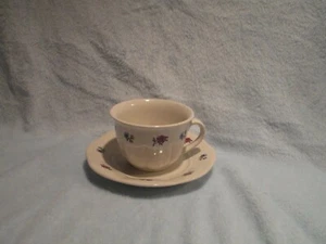 Gibson Meridian Flowers Floral Flat Cup and Saucer Set - Picture 1 of 3