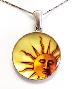 Sterling Silver 925 SUN God pendant THAILAND 18" chain - Bild 1 von 9