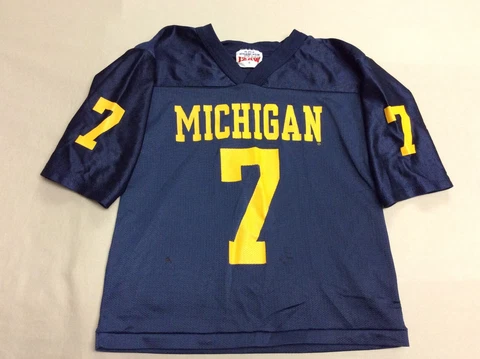 VINTAGE 80S 90S MICHIGAN WOLVERINES #7 BLUE FOOTBALL JERSEY TODDLERS SIZE 6T Cover