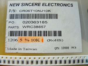 100 résistances CMS 1206 10K 1/4W 5% CR06T10NJ10K - Bild 1 von 1