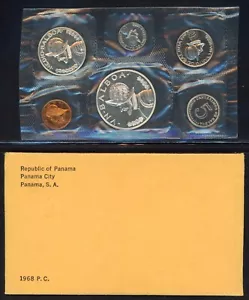 Panama 1968 Official Silver Proof Set 6 Coins w/ Envelope & Cert KM# PS 6 💥 - Picture 1 of 2