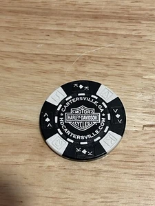 Harley Davidson Poker Chip CARTERSVILLE, GA Negro/Blanco - Imagen 1 de 4