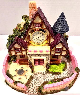 Country Cottage Vintage 1985 House Clock Pearl Quartz Approx. 5.5"H x 6.5"W - Image 1 of 4