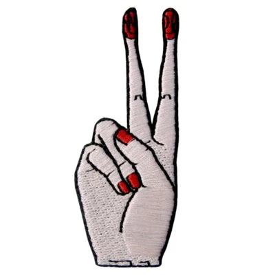 Embroidered Patches Iron Sew On Patches transfers Badges appliques Sexy hands V - Image 1 of 4