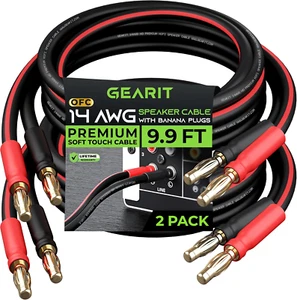 14 AWG Speaker Cable with Banana Plugs 14Ga Banana Wire for Bi-Wire Bi-Amp Hifi - Picture 1 of 7