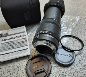 Sigma 18-250mm 1:3.5-6.3 DC Marco OS (OPTICAL STABILIZER) HSM Lens-For Canon EOS - Picture 1 of 15