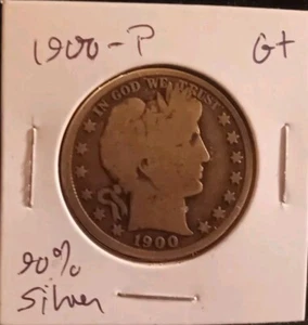 1900 P Barber Half Dollar 90% Silver Coin G+ Natural FULL RIMS Philly Babs - Picture 1 of 5