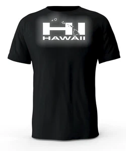 T-shirt nera Hawaii HI State logo riflettente - Foto 1 di 3