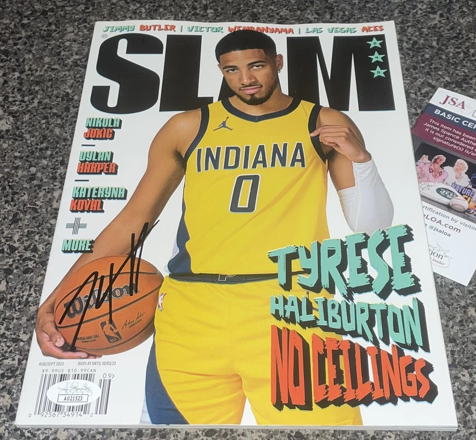 TYRESE HALIBURTON SIGNED SLAM MAGAZINE INDIANA PACERS BASKETBALL JSA AUTOGRAPH - Image 1 of 1