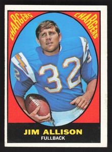 1967 Topps Jim Allison Rookie #122 - San Diego Chargers - Vintage RC VG