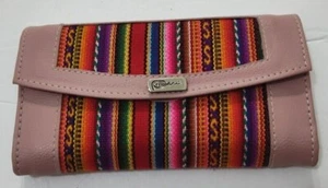 Handmade PERU Souvenir Women's Textile Fabric Faux Leather Trifold Long Wallet - Picture 1 of 97