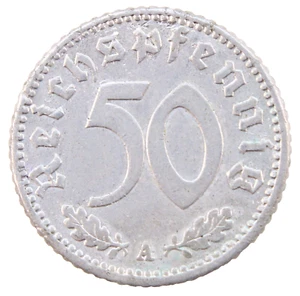 1942 Germany 50 Pfennig A WW2 Third Reich Nazi Swastika Coin - Picture 1 of 2